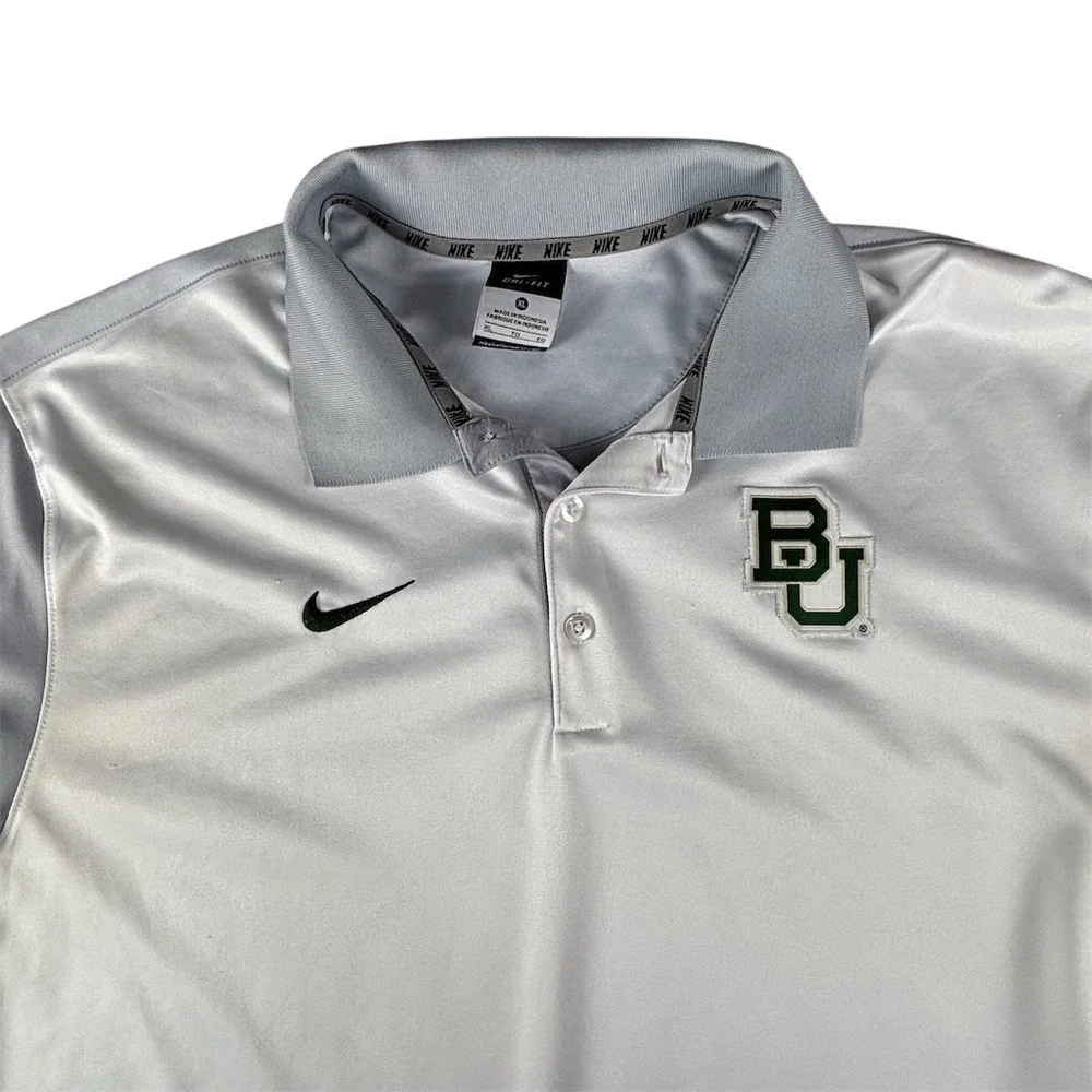Nike‎ Baylor Bears Polo Shirt Mens XL Gray Dri-FIT Embroidered Golf Short